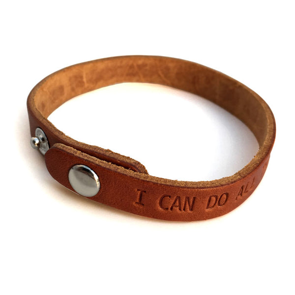 Philippians 4:13 Small Leather Bracelet - Forgiven Jewelry