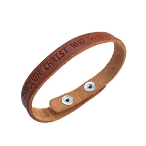 Philippians 4:13 Small Leather Bracelet - Forgiven Jewelry