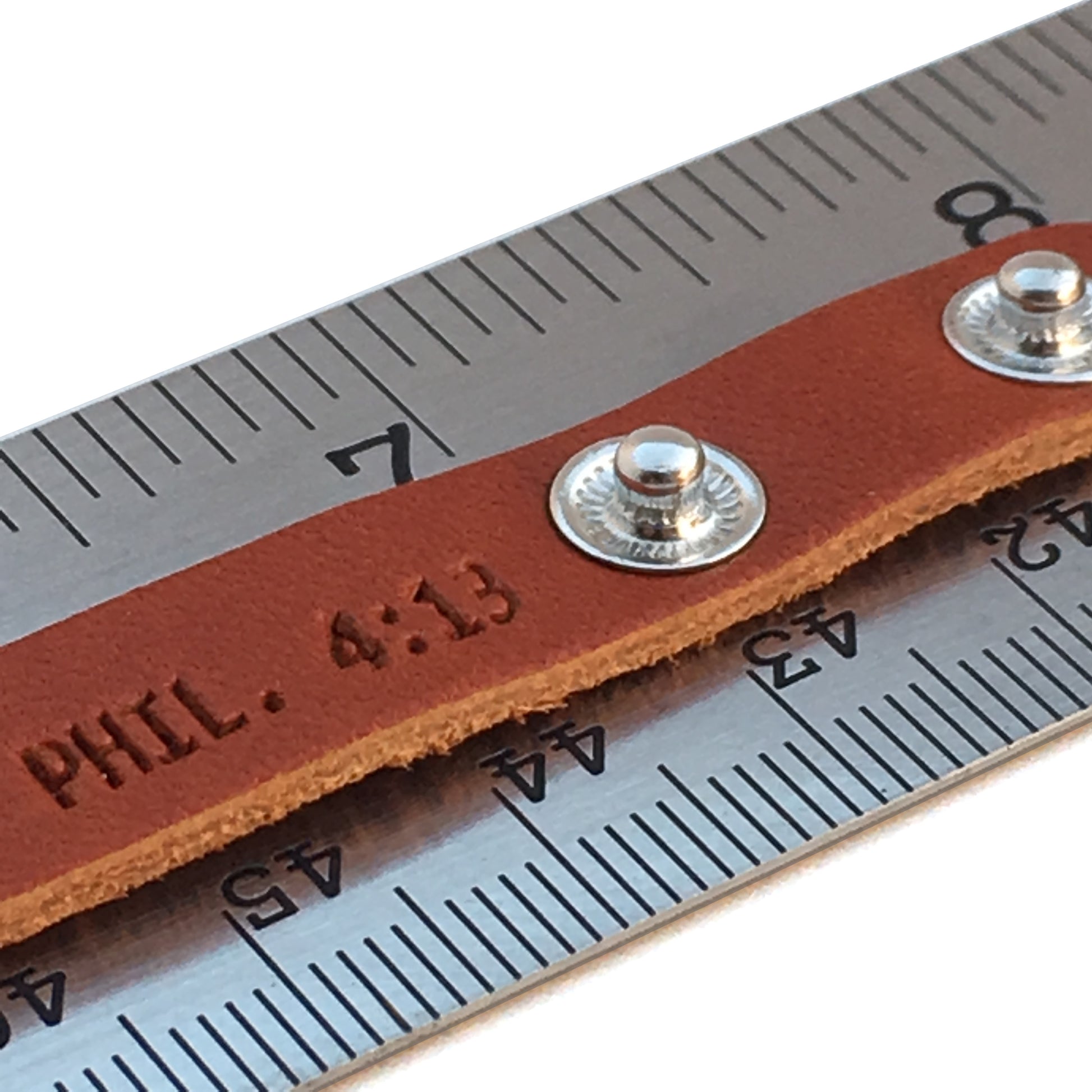 Philippians 4:13 Small Leather Bracelet - Forgiven Jewelry