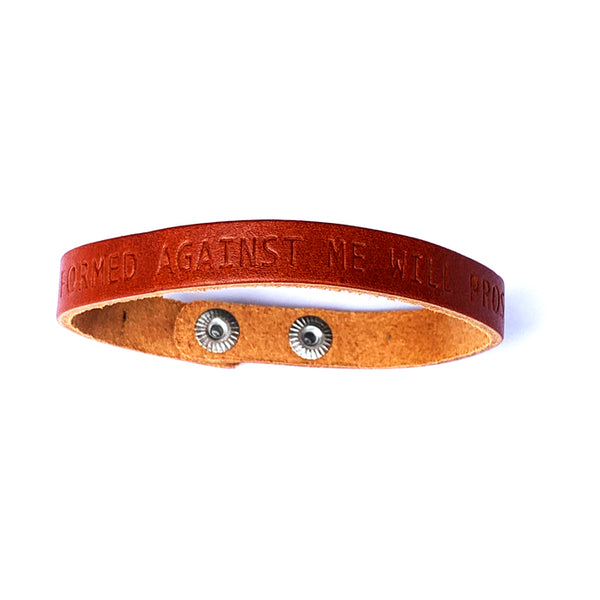 Isaiah 54:17 No Weapon Formed Against Me Large Leather Bracelet - Forgiven Jewelry