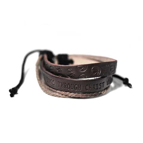Phil 4:13 Basketball Leather Bracelet - Forgiven Jewelry