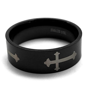 Black IP Cross Ring - Forgiven Jewelry