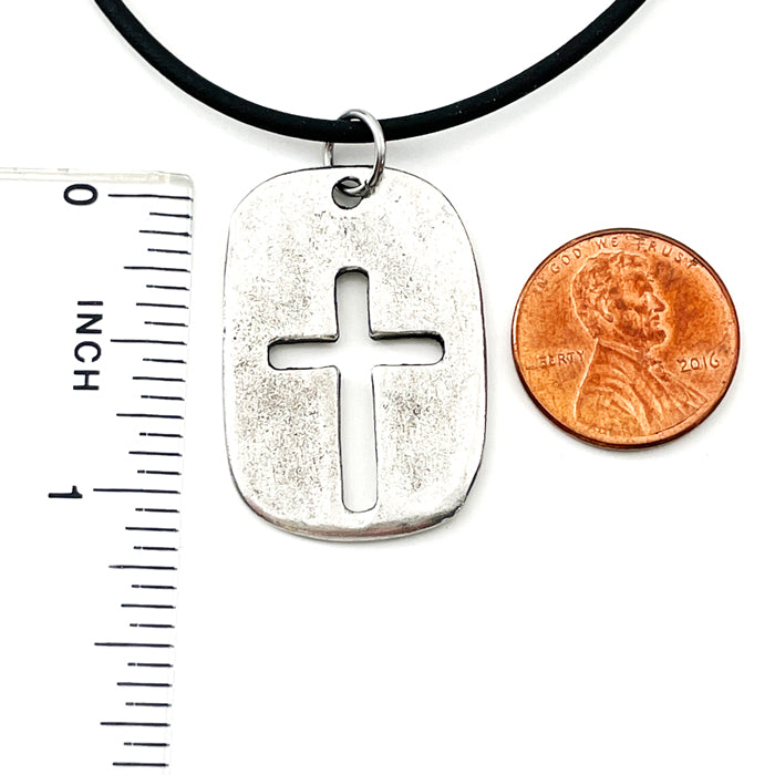 Cross Tag Black Cord Necklace - Forgiven Jewelry