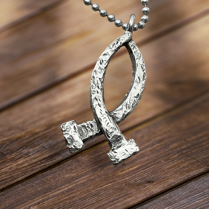 Ichthus Fish Hammered Nails Large Ball Chain Necklace