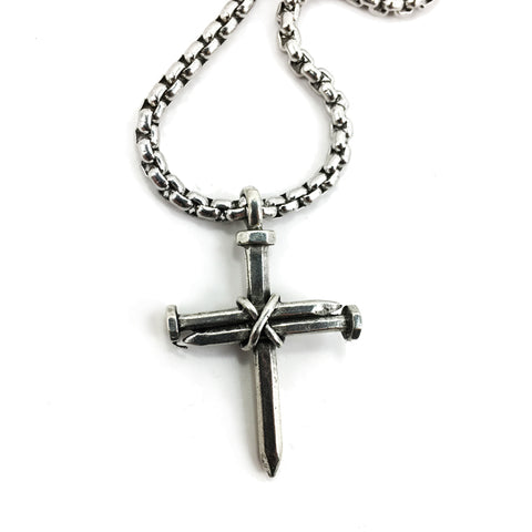Nail Cross Necklace On Rope Chain – Forgiven Jewelry