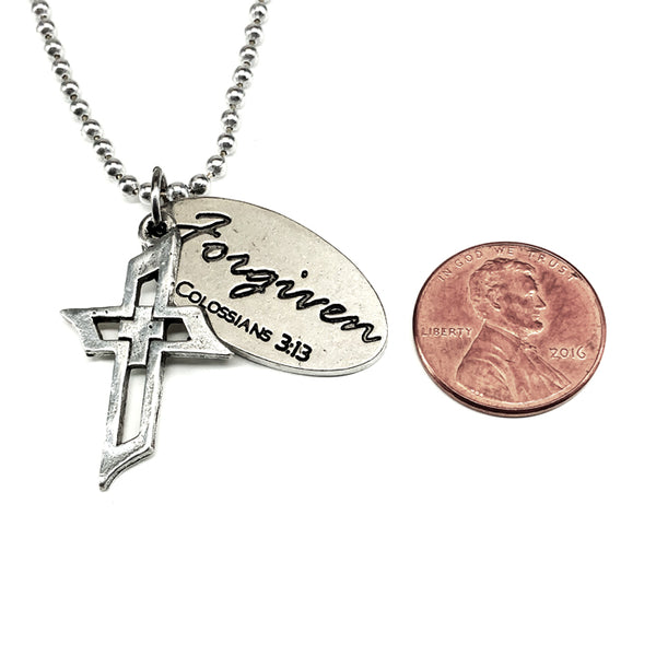 Cross Men Of Faith Forgiven Tag Necklace - Forgiven Jewelry