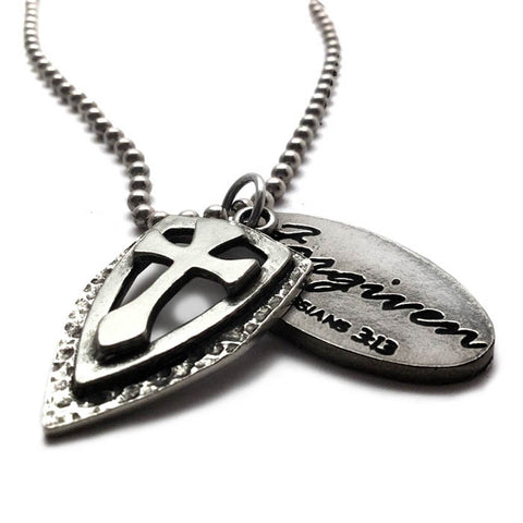 Cross Shield Tag Necklace - Forgiven Jewelry
