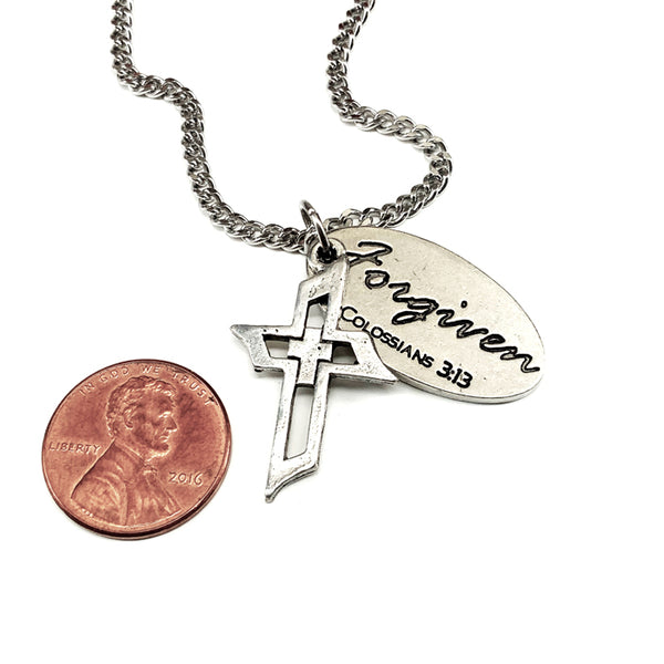 Cross Men Of Faith Forgiven Tag Chain Necklace - Forgiven Jewelry