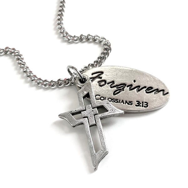 Cross Men Of Faith Forgiven Tag Chain Necklace - Forgiven Jewelry