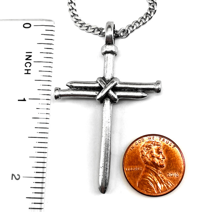 Nail Cross Antique Silver Finish Chain Necklace - Forgiven Jewelry