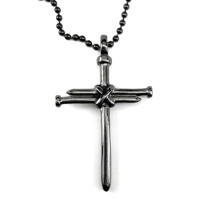 Nail Cross Gunmetal Finish Ball Chain Necklace - Forgiven Jewelry