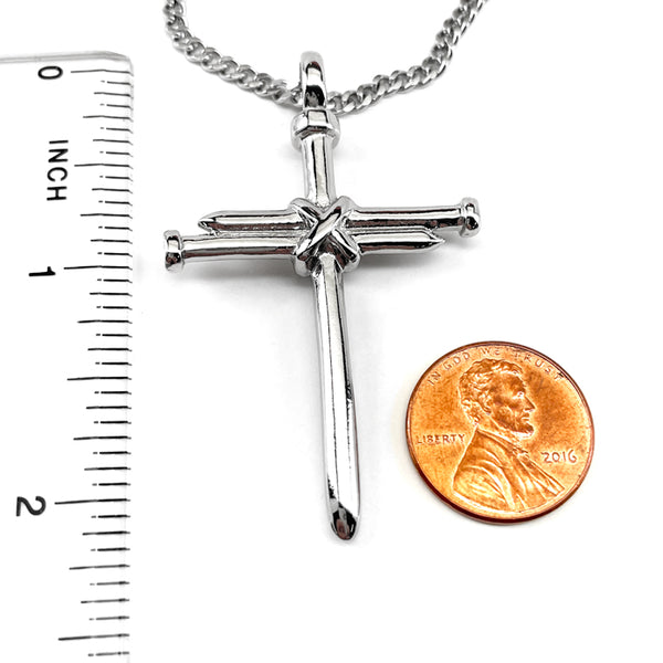 Nail Cross Rhodium Finish Chain Necklace - Forgiven Jewelry