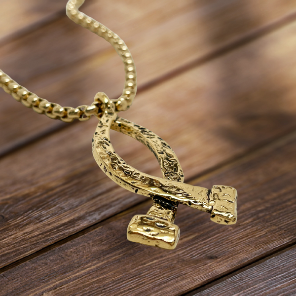Ichthus Large Fish Gold Finish Pendant Gold Finish Heavy Chain Necklace