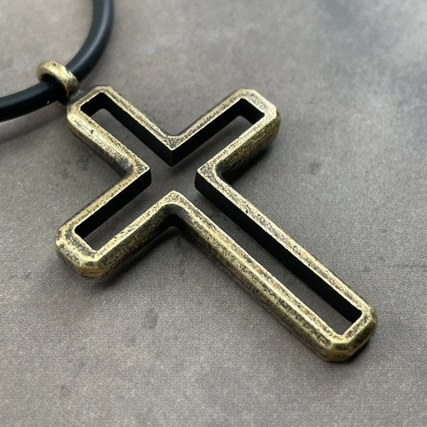 Cross Antique Brass Pendant Necklace - Forgiven Jewelry