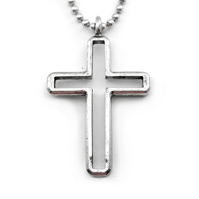 Cross Antique Silver Pendant Ball Chain Necklace - Forgiven Jewelry