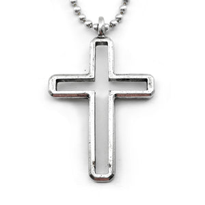 Cross Antique Silver Pendant Ball Chain Necklace - Forgiven Jewelry