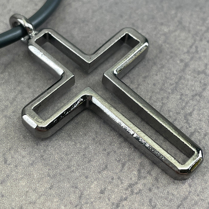 Cross Gunmetal Pendant Necklace - Forgiven Jewelry