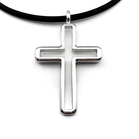 Cross Rhodium Pendant Necklace - Forgiven Jewelry