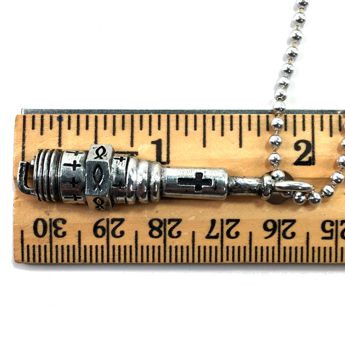 Spark Plug  Silver Ball Chain Necklace - Forgiven Jewelry