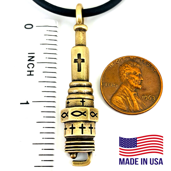 Spark Plug Brass Necklace - Forgiven Jewelry
