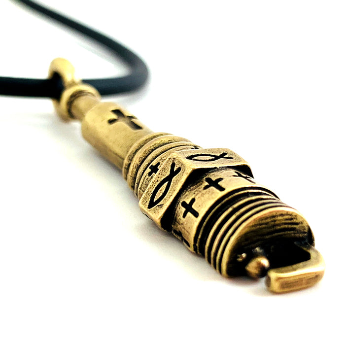 Spark Plug Brass Necklace - Forgiven Jewelry