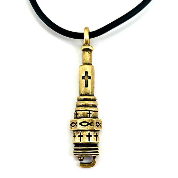 Spark Plug Brass Necklace - Forgiven Jewelry