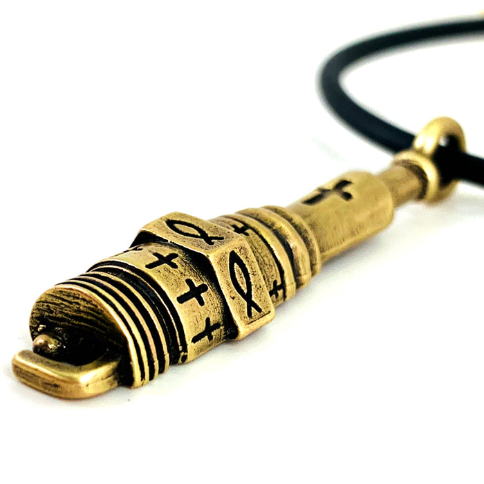 Spark Plug Brass Necklace - Forgiven Jewelry