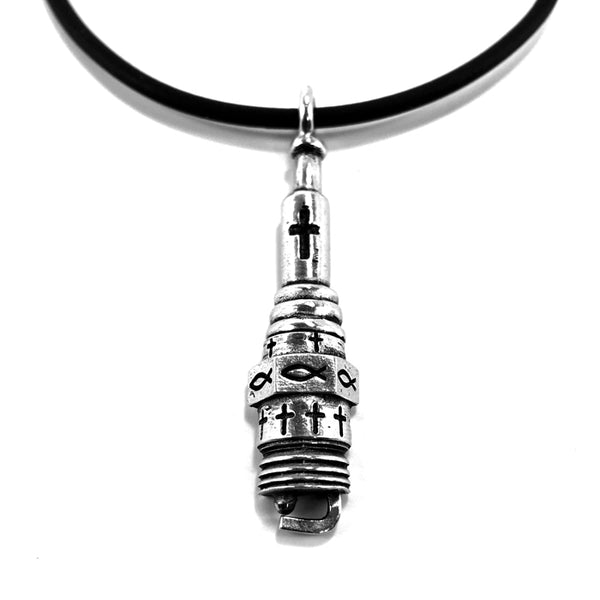 Spark Plug  Silver Necklace - Forgiven Jewelry