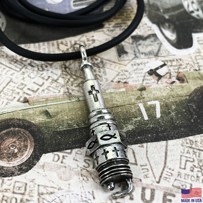 Spark Plug  Silver Necklace - Forgiven Jewelry