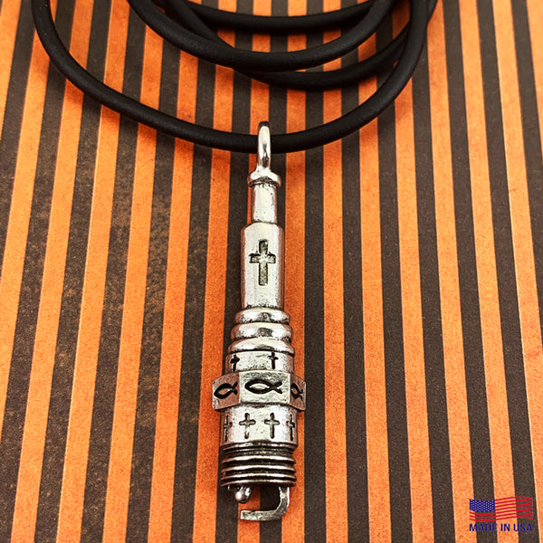 Spark Plug  Silver Necklace - Forgiven Jewelry