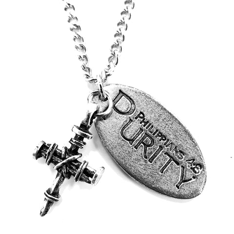 Penny Nail Cross With Purity Tag Necklace - Forgiven Jewelry