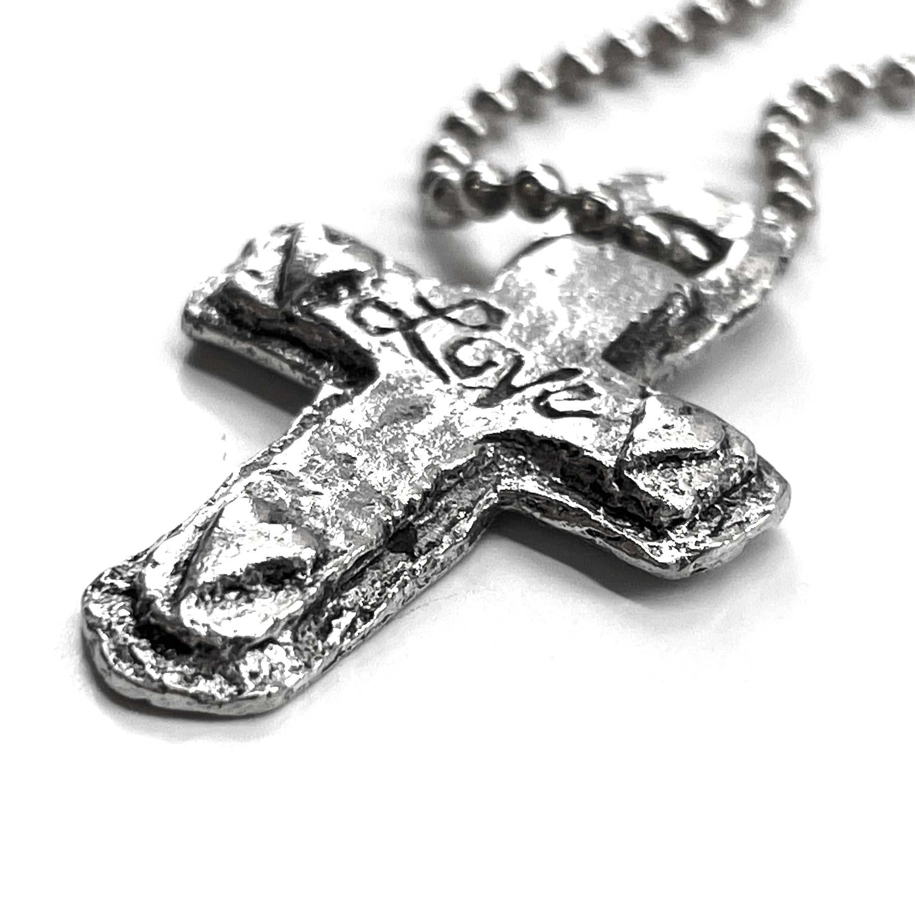 Cross Love Heart Pewter Antique Silver Finish Mini Ball Chain Necklace
