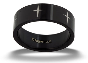 Black Cross Band Ring - Forgiven Jewelry