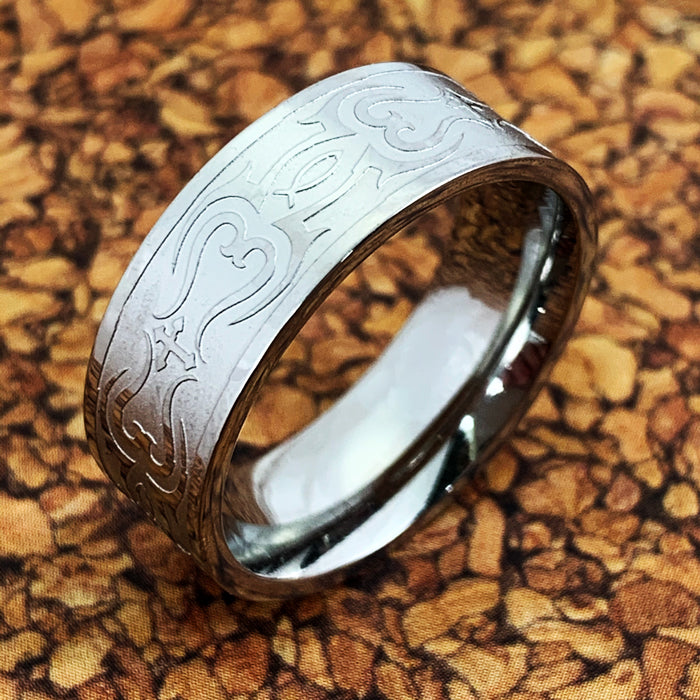 Jesus Fish Cross Ring Tribal Design - Forgiven Jewelry