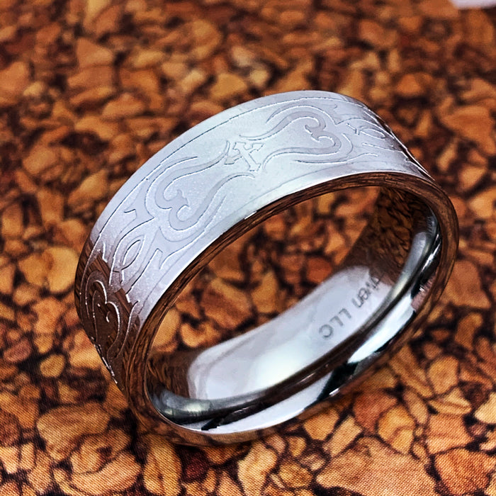 Jesus Fish Cross Ring Tribal Design - Forgiven Jewelry