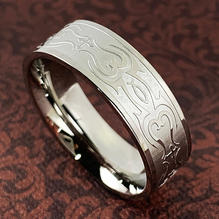 Jesus Fish Cross Ring Tribal Design - Forgiven Jewelry