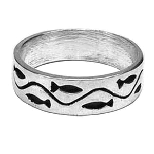 Sterling Silver Swimming Fish Band Ring - Forgiven Jewelry