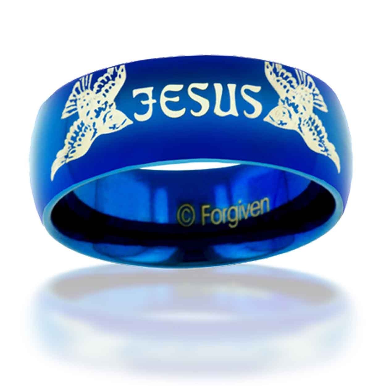 Blue Jesus Sparrow Ring - Forgiven Jewelry
