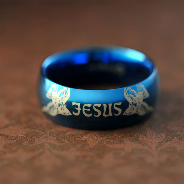 Blue Jesus Sparrow Ring - Forgiven Jewelry