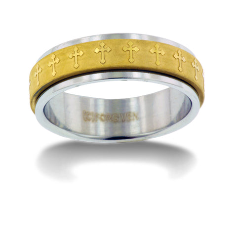 Gold Cross Spinner Ring - Forgiven Jewelry