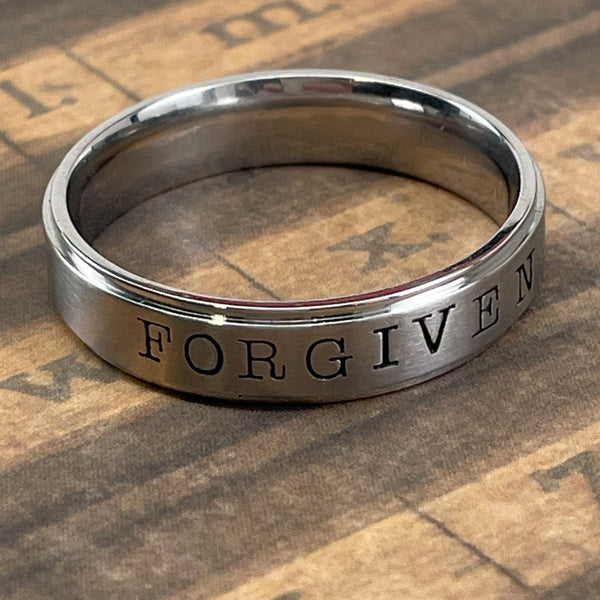 Forgiven Hand Stamped Stainless Steel Band Ring - Forgiven Jewelry