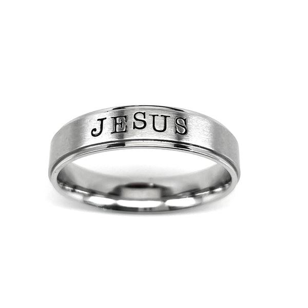 Jesus Hand Stamped Stainless Steel Band Ring – Forgiven Jewelry