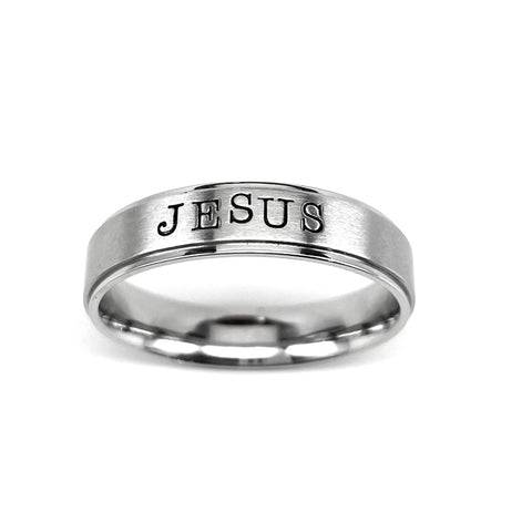 Jesus Hand Stamped Stainless Steel Band Ring - Forgiven Jewelry