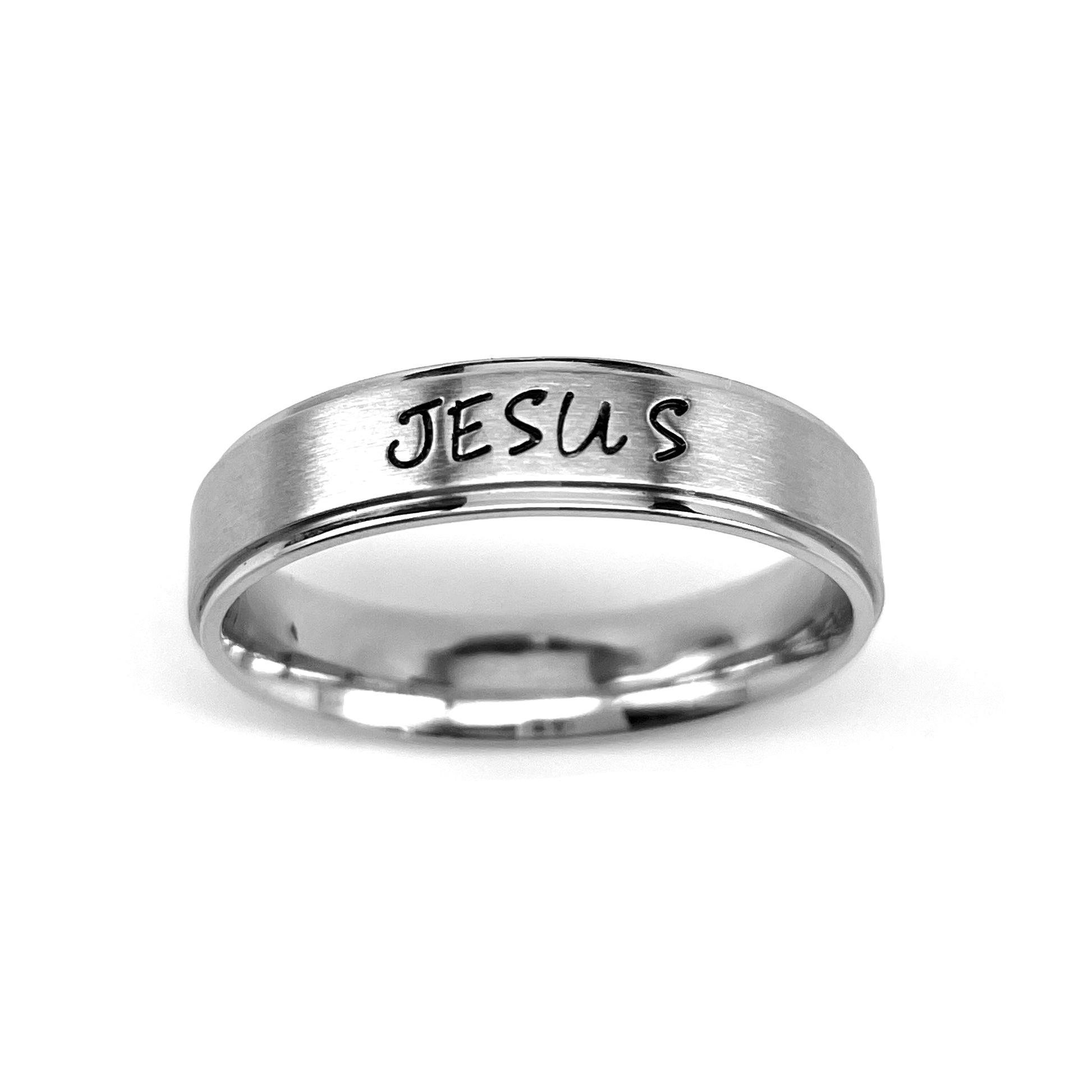 Jesus Hand Stamped Band Ring - Forgiven Jewelry