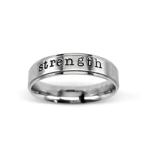 Strength Hand Stamped Band Ring - Forgiven Jewelry