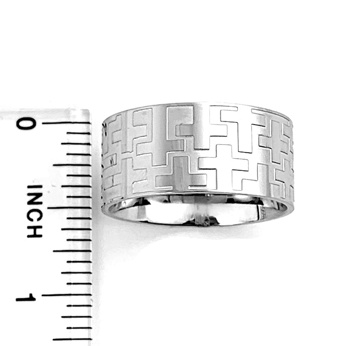 Cross Ring Mens Wide Band Ring - Forgiven Jewelry