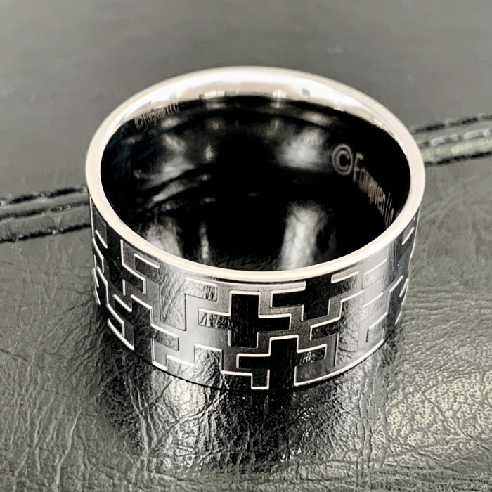 Cross Ring Mens Wide Band Ring - Forgiven Jewelry