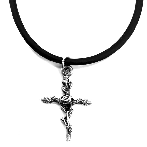 Rose Of Sharon Cross On Leather - Forgiven Jewelry