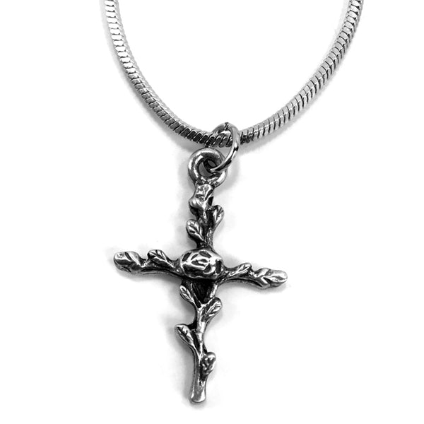 Rose Of Sharon Cross On Rope Chain - Forgiven Jewelry