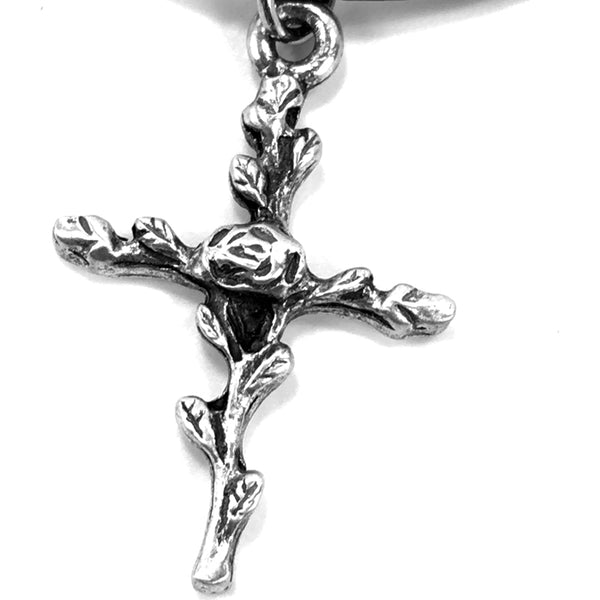 Rose Of Sharon Cross On Rubber - Forgiven Jewelry
